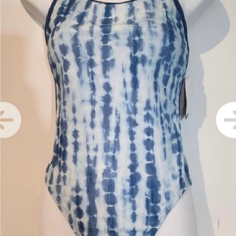 TYR Blue and White Tie-Dye One Piece Swimsuit